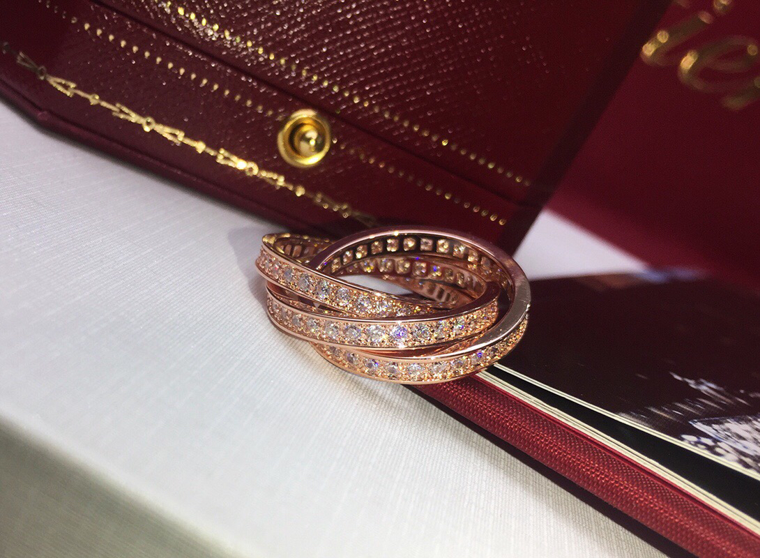 Copy Cartier Trinity de Cartier Diamonds 925 Ring Rose Gold